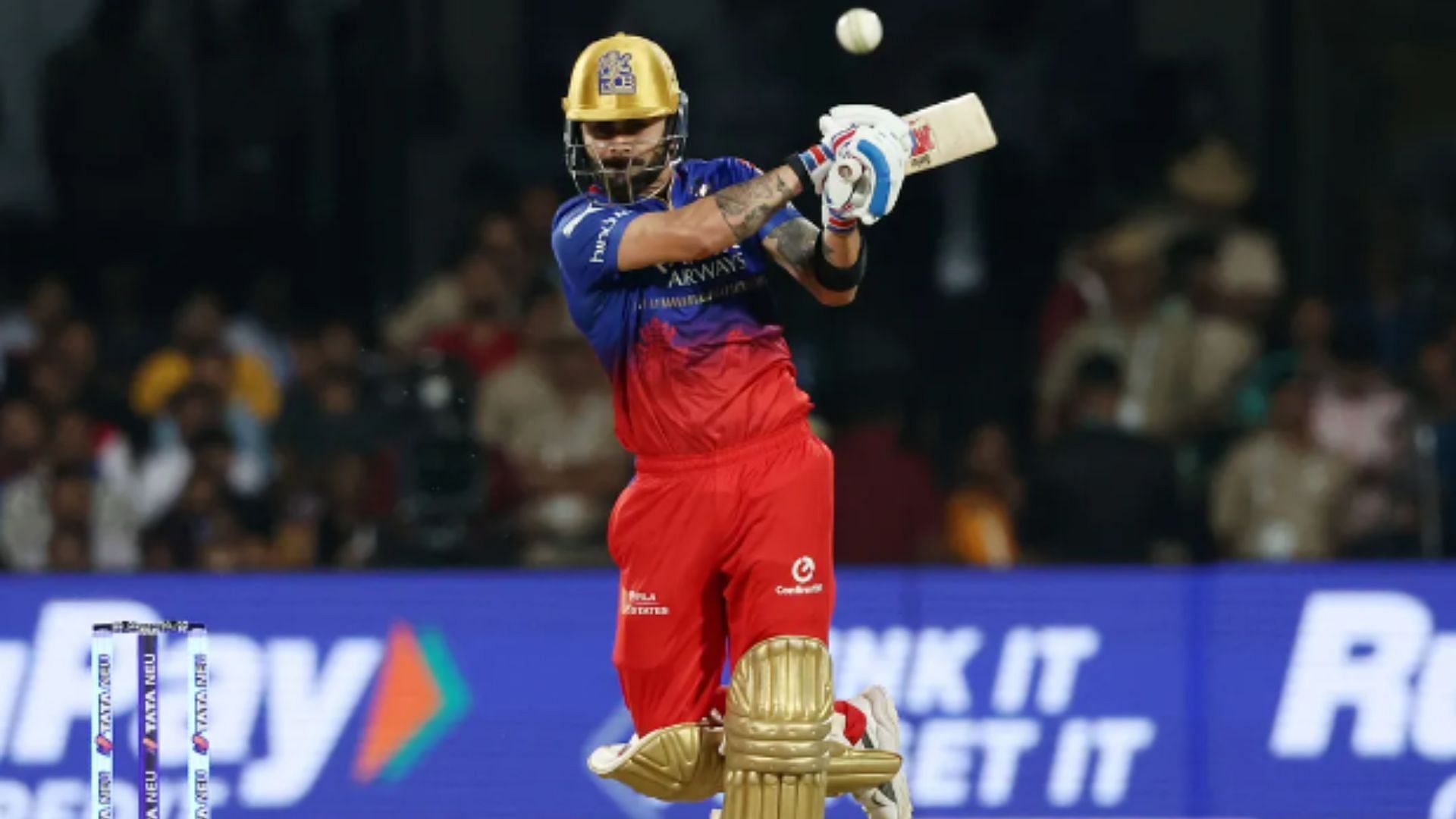 Kohli clubs one down the track during a client knock against PBKS in their second game.